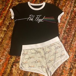 Pink Floyd shorts pajama set never worn